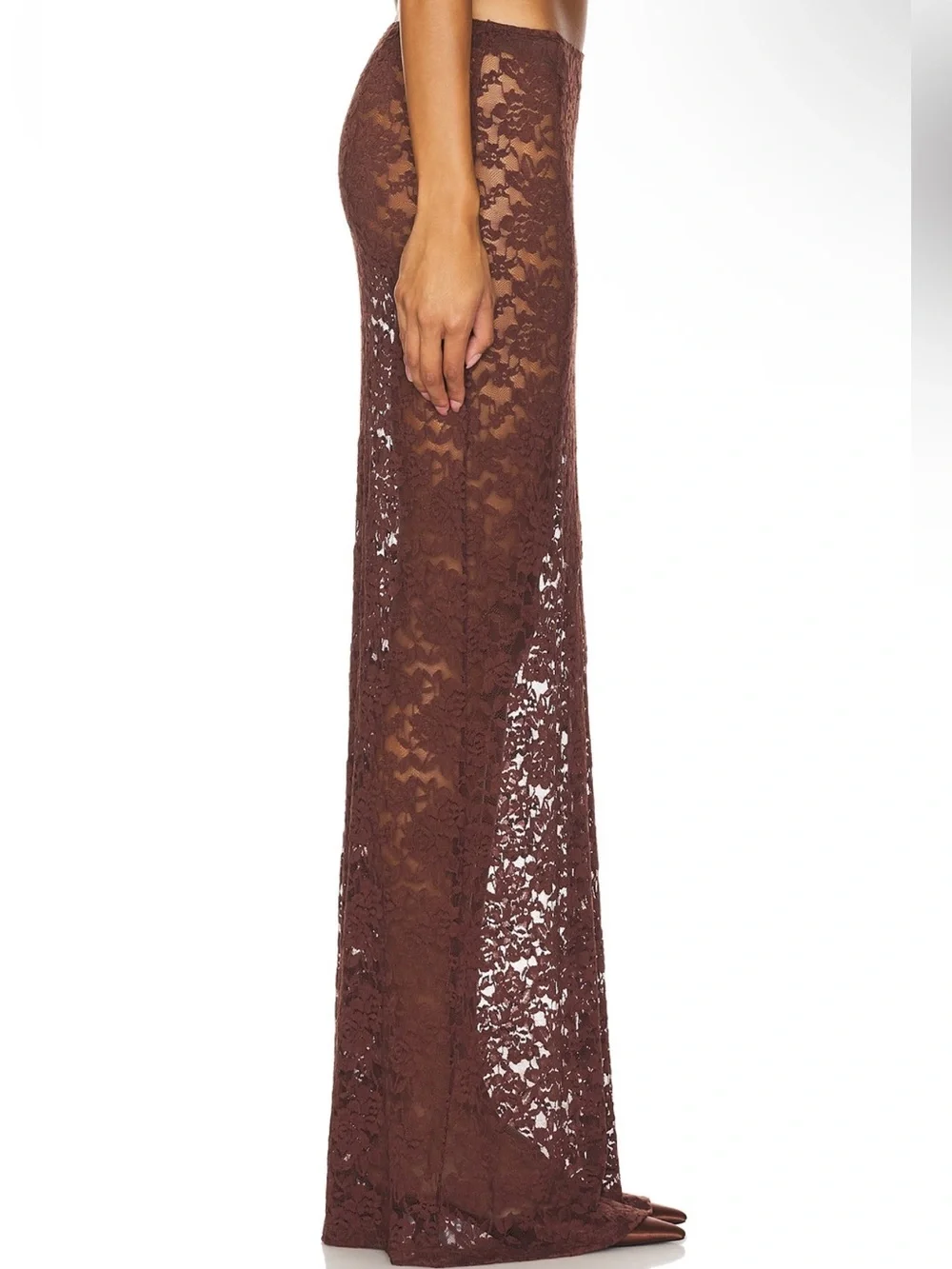 Lioness x Revolve Black Swan Lace Maxi in Chocolate Brown Skirt Size Medium - Picture 6 of 10
